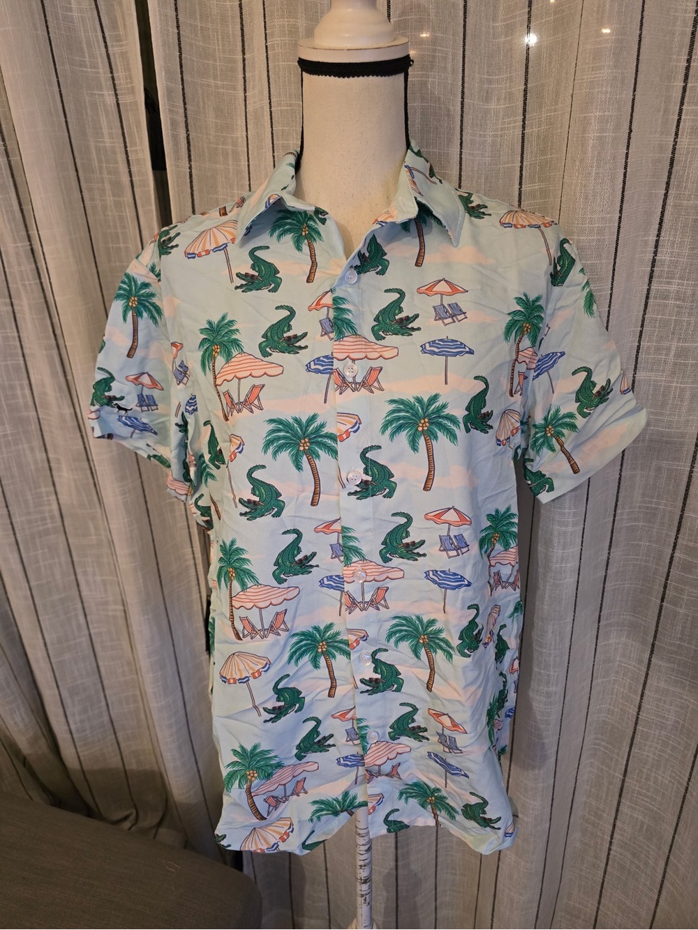 Southern Proper Light Blue Alligator & Palm Short Sleeve Shirt